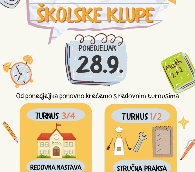 Obavijest za učenike srednje škole